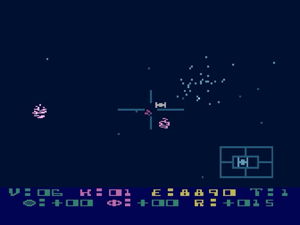 screenshot from Atari Star Raiders, mid-combat