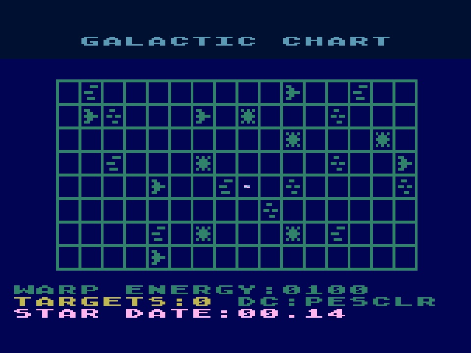 screenshot from Atari Star Raiders, galactic chart