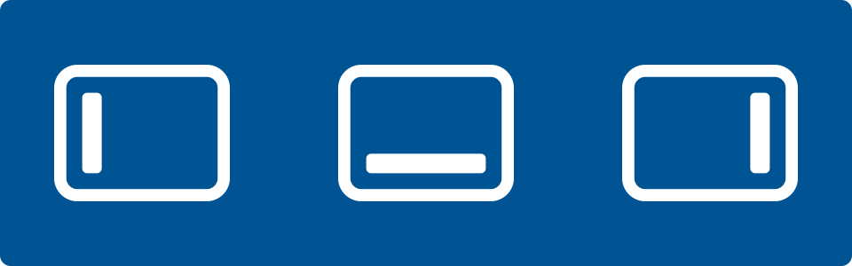 illustration of the menu bar icon reflecting the Dock on the left, bottom and centre of the display