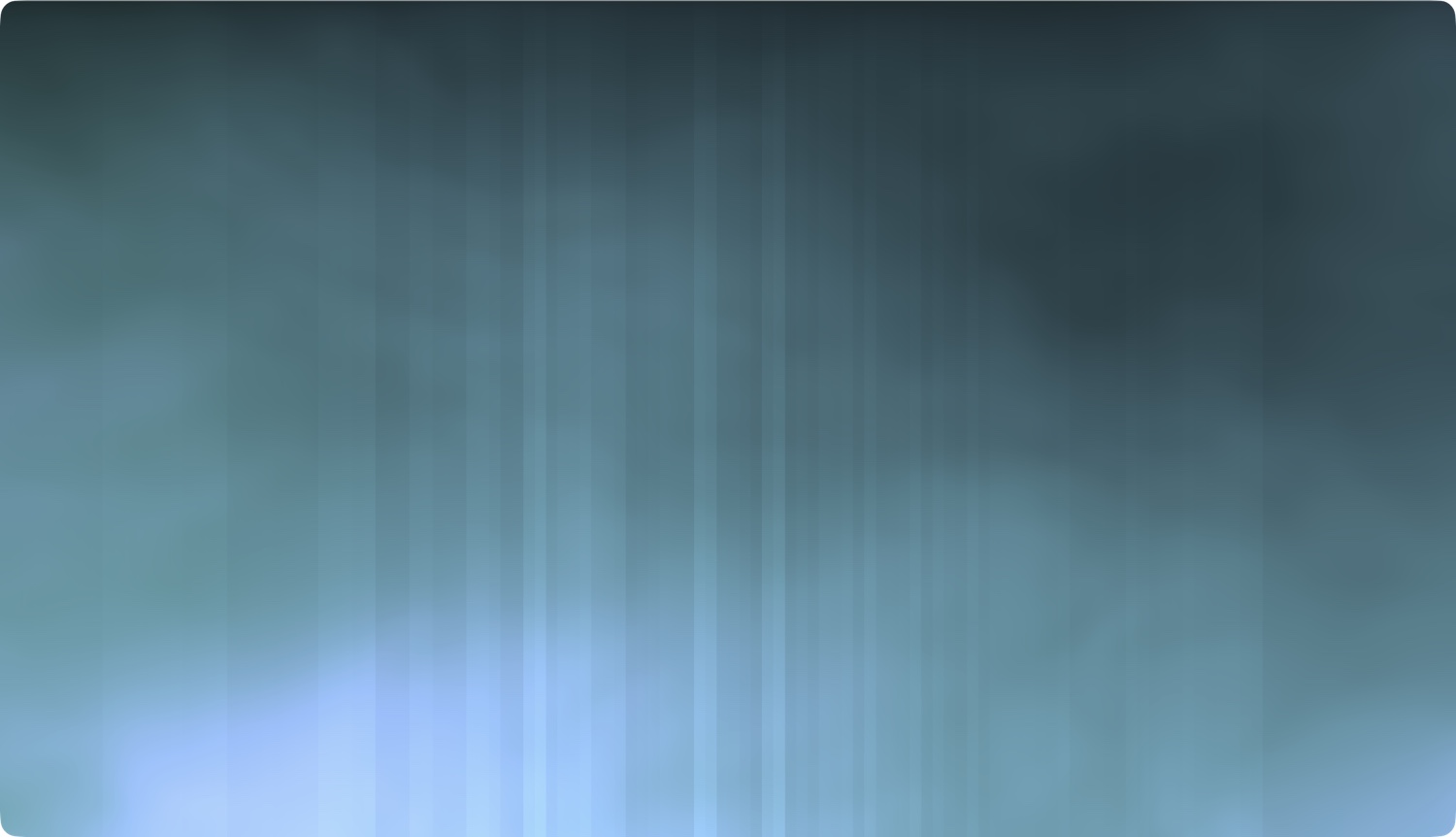 Ballast's Aurora visualiser: a calm, generative aurora of soft colour drifting across a dark window.